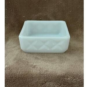 Vintage Milk Glass Quilted Design Square Candy/Trinket Dish